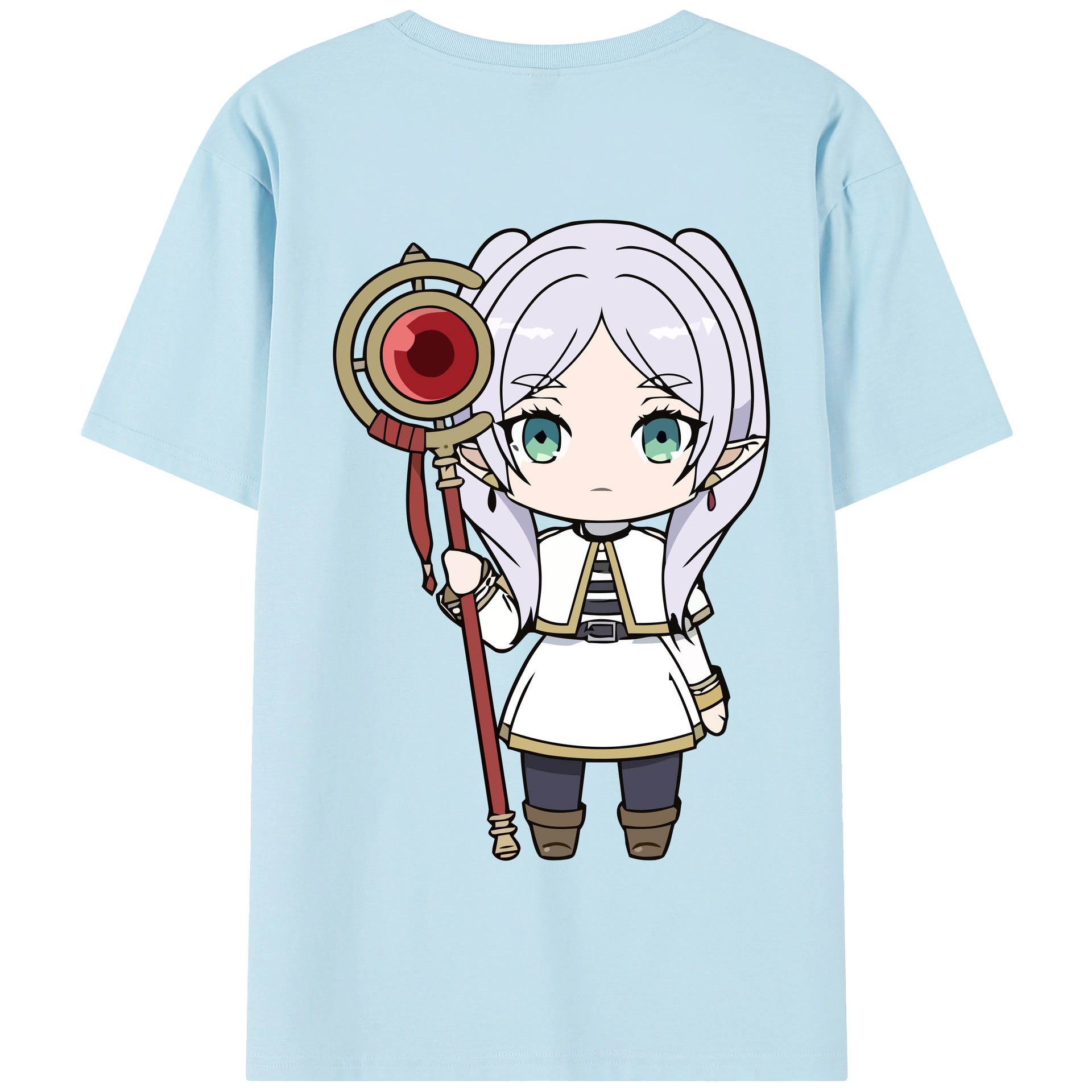 （画像用） 葬送のフリーレン Frieren 綿100％半袖Tシャツ（背面プリント）